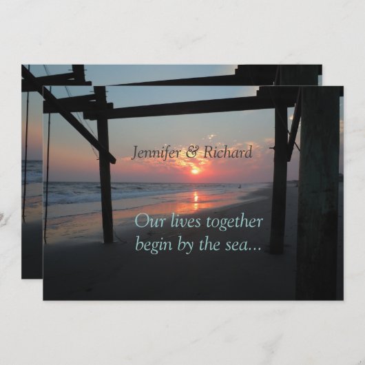 Sunset Beneath the Pier Beach Wedding Kaart (Voorkant / Achterkant)