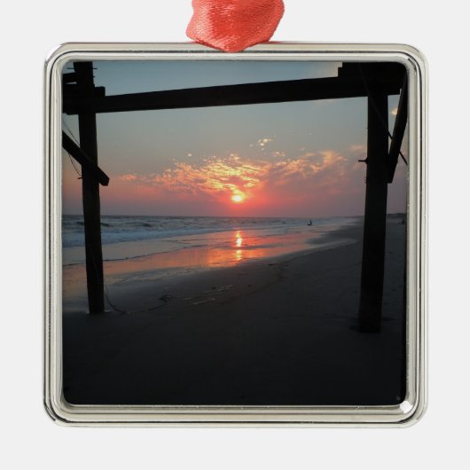 Sunset Beneath the Pier - Oak Island , NC Metalen Ornament (Voorkant)