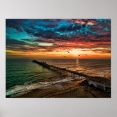 Sunset bij de Oceanside Pier Poster (Voorkant)