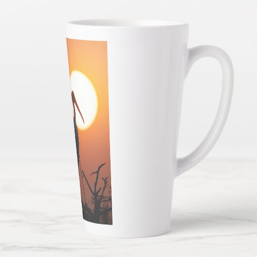 Sunset Bird on Branch - Natuur kunst aan de muur Latte Mok (Rechts)