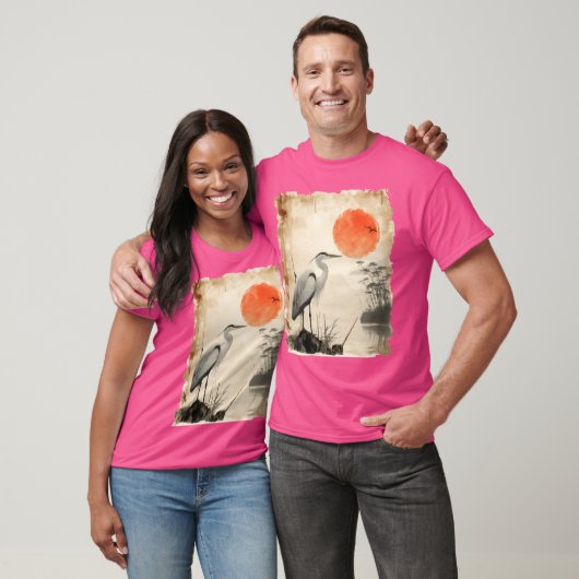 Sunset Bird Silhouette Wildlife Papyrus Japans V T-shirt (Unisex)