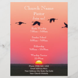 Sunset Birds Church Flyer, doe mee met onze dienst Flyer