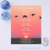 Sunset Birds Church Flyer, doe mee met onze dienst Flyer (Enkel)