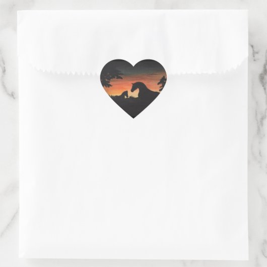 'Sunset Birth' Paard Collectie Hart Sticker (Tas)