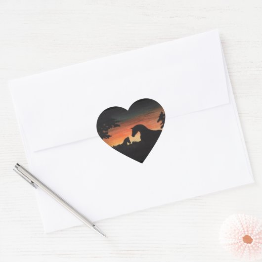 'Sunset Birth' Paard Collectie Hart Sticker (Envelop)