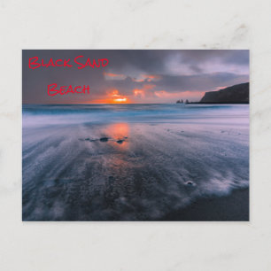 Sunset Black Sand Beach IJsland Briefkaart