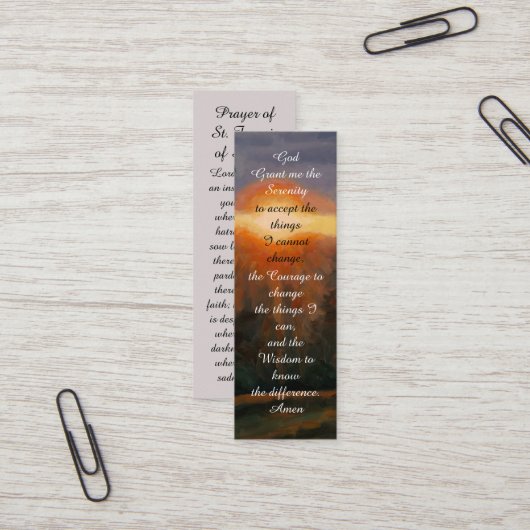 Sunset Blessings and Prayers Sympathy Card Mini Visitekaartje (Voorkant / Achterkant in situ)