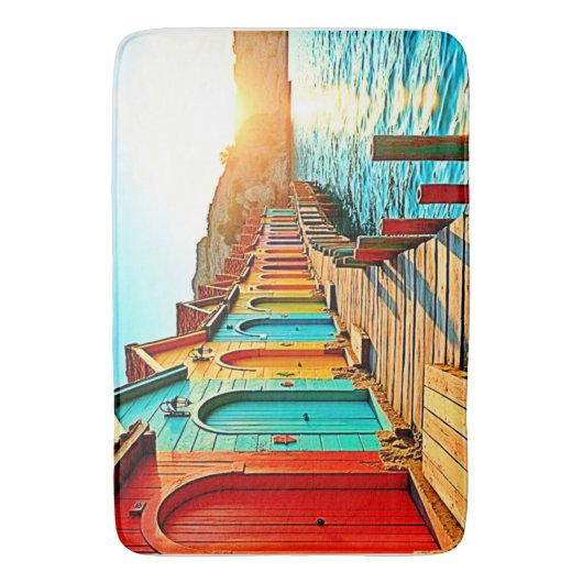 Sunset Bliss: Seaside Hues Badmat (Voorkant Verticaal)