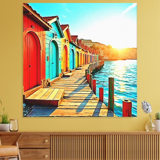 Sunset Bliss: Seaside Hues Canvas Afdruk (Insitu (Woonkamer))