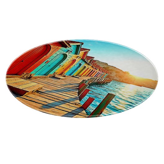 Sunset Bliss: Seaside Hues Snijplank (Hoek)