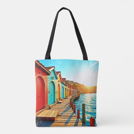 Sunset Bliss: Seaside Hues Tote Bag (Achterkant)