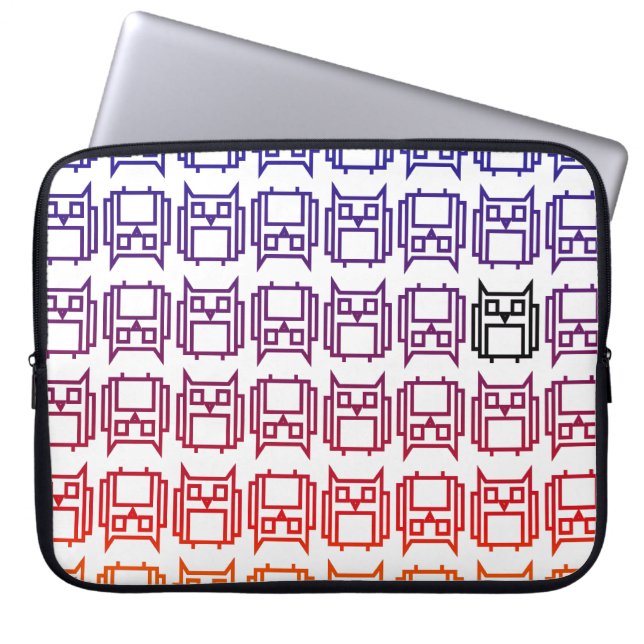 Sunset Block Owl Laptop Sleeve (Voorkant)