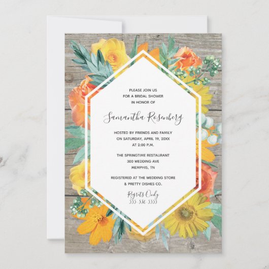 Sunset Bloom Floral Lijst Vrijgezellenfeest Kaart (Voorkant)