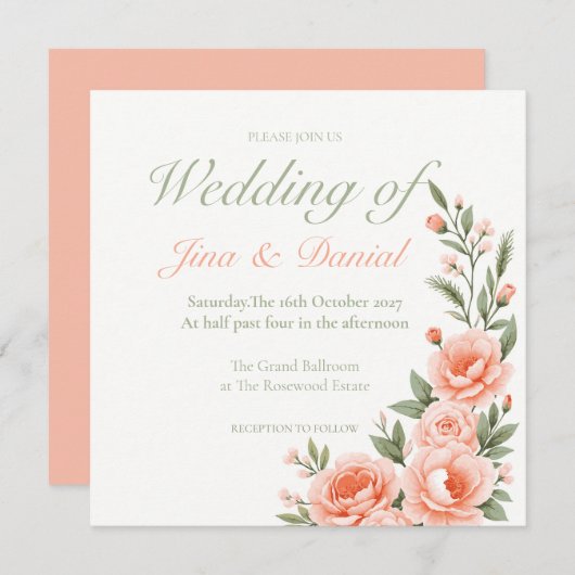 Sunset Bloom - Zacht Sinaasappel Save The Date (Voorkant / Achterkant)