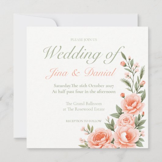 Sunset Bloom - Zacht Sinaasappel Save The Date (Voorkant)