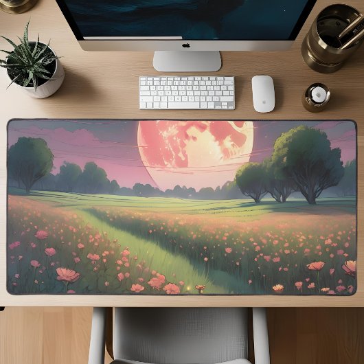 Sunset Blooming Field Grote Desk Mat – Warme Bloem
