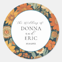 Sunset Blooms:  70's Oranje Bloemen Huwelijk