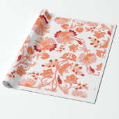 "Sunset Blossom" Levendig Bloemmotief Cadeau Cadeaupapier (Uitgerold)