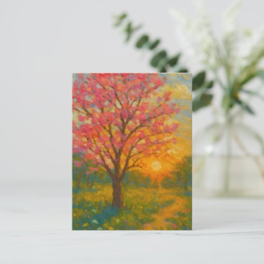 Sunset Blossom Path - Impressionistische tuin Briefkaart (Staand voorkant)