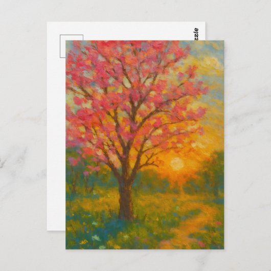 Sunset Blossom Path - Impressionistische tuin Briefkaart (Voorkant / Achterkant)