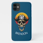 Sunset Blue Pirate Skull Hoesje-Mate iPhone Case (Achterkant)