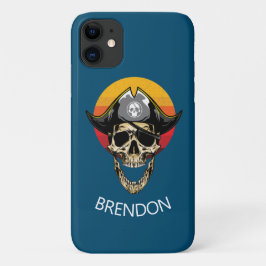 Sunset Blue Pirate Skull Hoesje-Mate iPhone Case