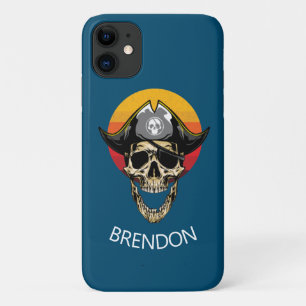 Sunset Blue Pirate Skull Hoesje-Mate iPhone Case