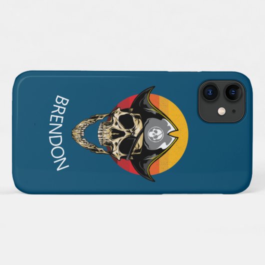 Sunset Blue Pirate Skull Hoesje-Mate iPhone Case (Achterkant (horizontaal))
