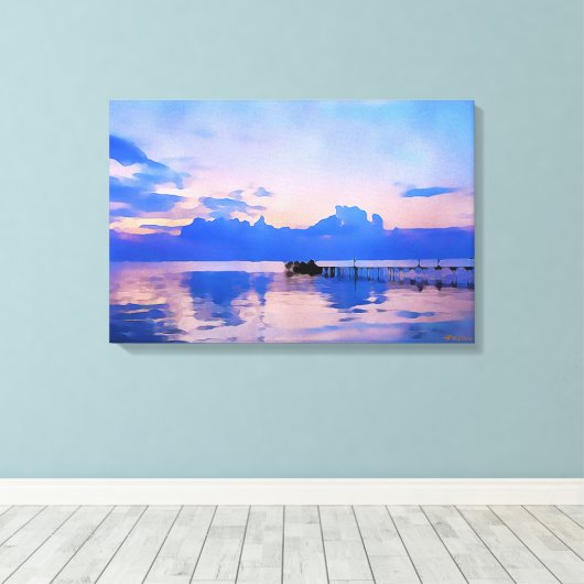 Sunset Blue Sky op de Pier Canvas Afdruk (Insitu (Houten vloer))
