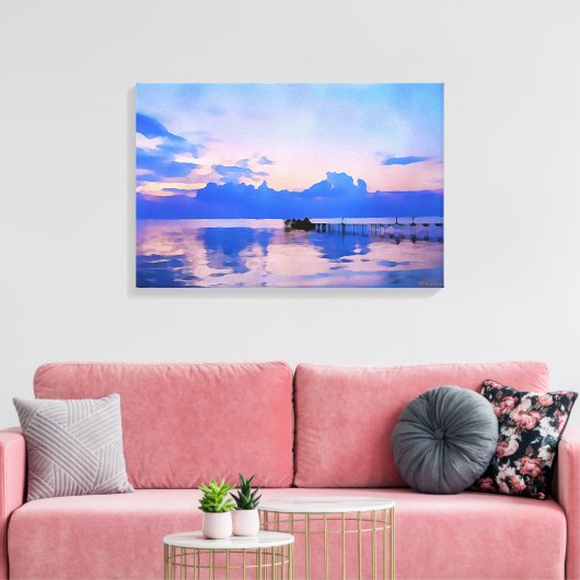 Sunset Blue Sky op de Pier Canvas Afdruk (Insitu (Woonkamer))