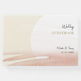 Sunset Blush Coral Pink Waterverf Abstract Gastenboek