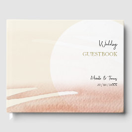 Sunset Blush Coral Pink Waterverf Abstract Gastenboek