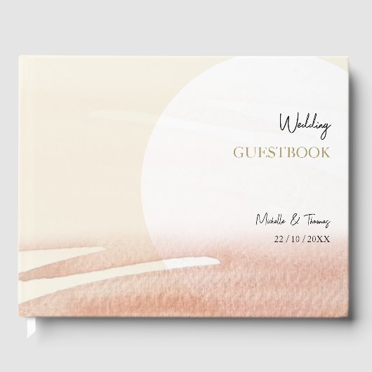Sunset Blush Coral Pink Waterverf Abstract Gastenboek (Voorkant)