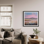 Sunset Blush – Zachte pastellandschap schilderij Canvas Afdruk