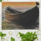 Sunset Boat Keuken Handdoek (Gevouwen)