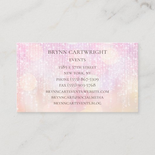 Sunset Bokeh Twinkle Lights roze en goud Visitekaartje (Achterkant)