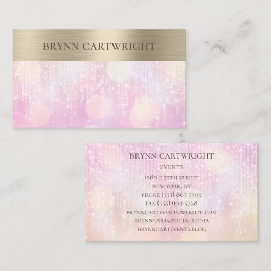Sunset Bokeh Twinkle Lights roze en goud Visitekaartje (Voorkant / Achterkant)