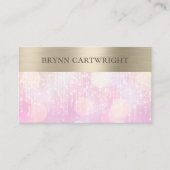 Sunset Bokeh Twinkle Lights roze en goud Visitekaartje (Voorkant)