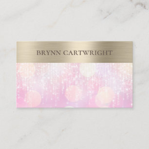 Sunset Bokeh Twinkle Lights roze en goud Visitekaartje