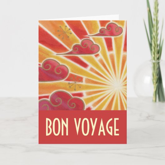 Sunset 'Bon Voyage' kaart rood (Voorkant)