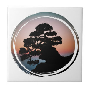 Sunset Bonsai-boom Tegeltje