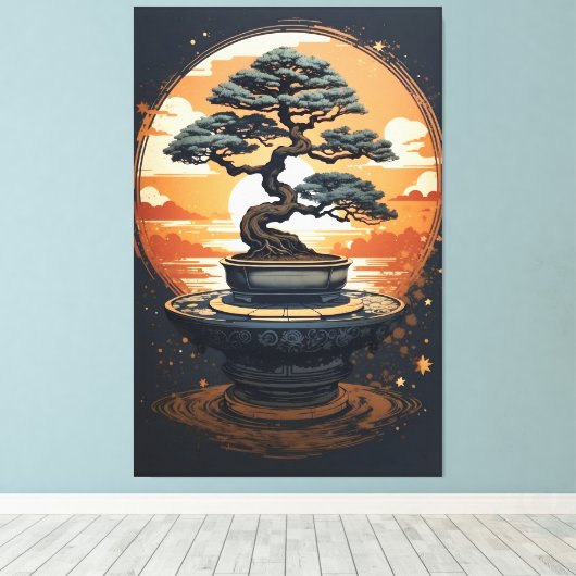 Sunset Bonsai Canvas Afdruk (Insitu (Houten vloer))