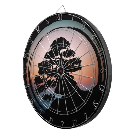 Sunset Bonsai Tree Ceramic Tile Desk Organizer Gol Dartbord (Voorkant Rechts)