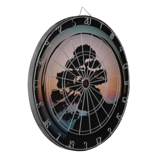 Sunset Bonsai Tree Ceramic Tile Desk Organizer Gol Dartbord (Voorkant Links)