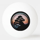 Sunset Bonsai Tree Ceramic Tile Desk Organizer Gol Pingpongbal (Voorkant)