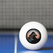 Sunset Bonsai Tree Ceramic Tile Desk Organizer Gol Pingpongbal (Net)