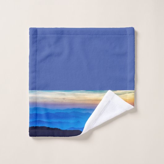 Sunset Border op Middelmatige Blauwe Achtergrond Bad Handdoek (Wasdoekje)