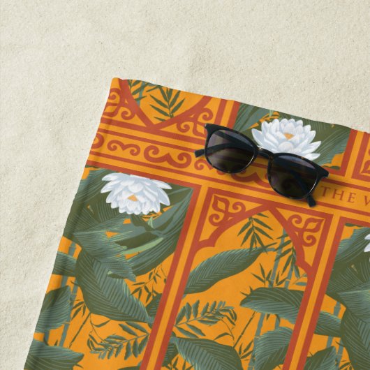 Sunset Botanisch Paneel Patroon - De Witte Lotus Strandlaken (In situ)