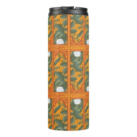 Sunset Botanisch Paneel Patroon - De Witte Lotus Thermosbeker (Achterkant)