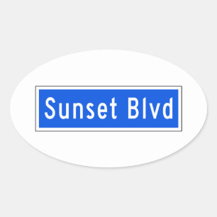 Sunset Boulevard, Los Angeles, CA Street Sign Ovale Sticker